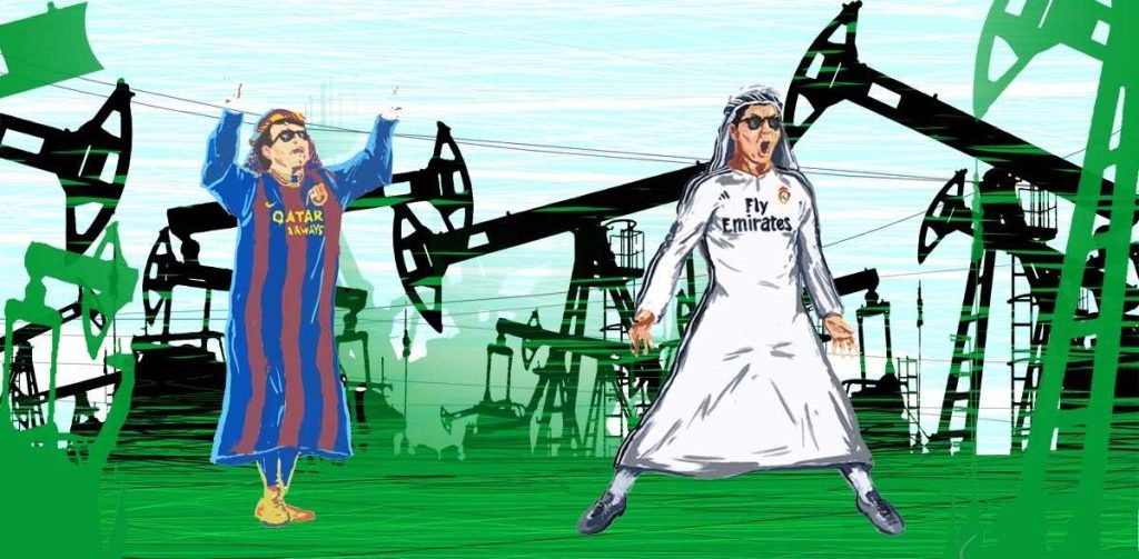 Messi Ronaldo dibujo Arabia