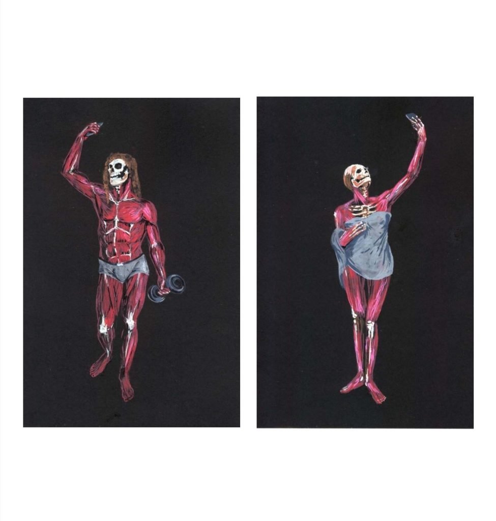 Dibujo Autorretrato Selfie Vanitas_Anorexia-Vigorexia