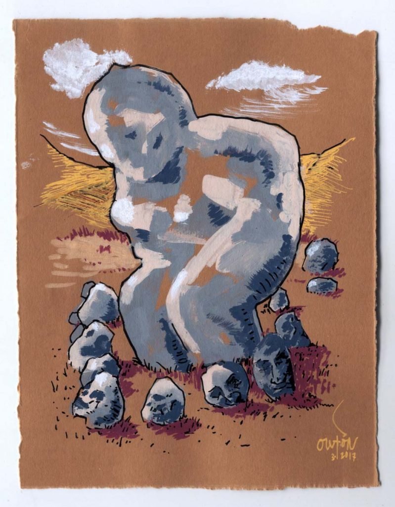 A pedra da Vella dos Cadris en Valcroios_Fisterras de Nengures_Outon_dibujo_debuxo_debujo_drawing