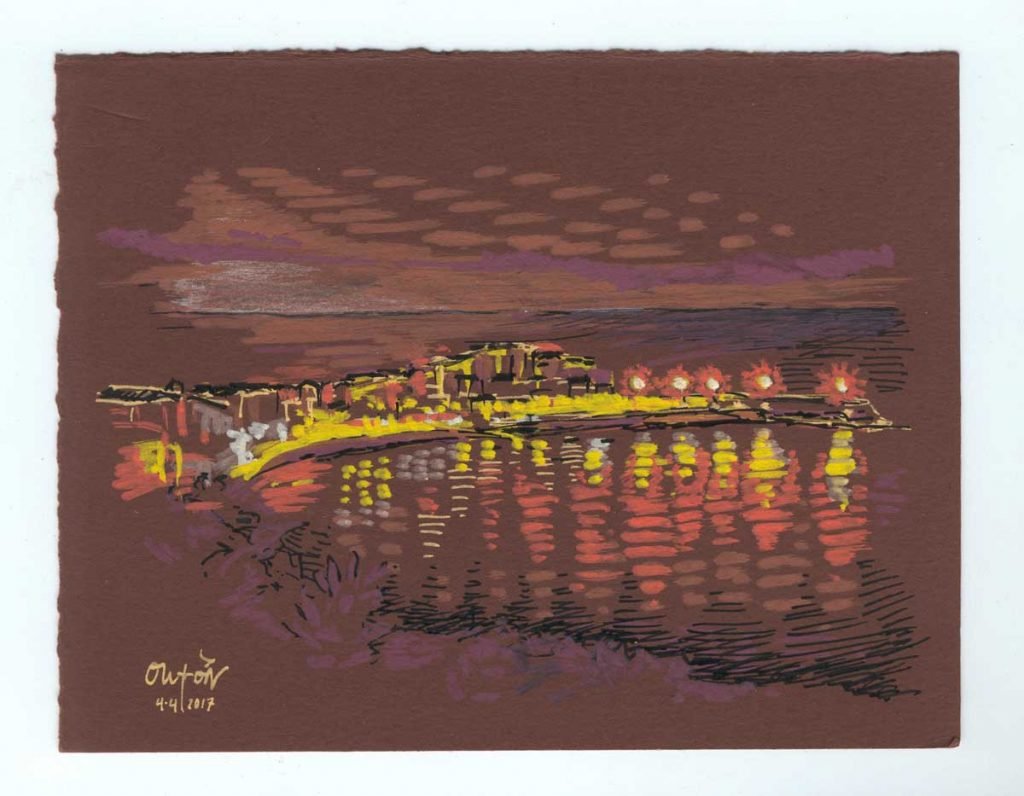 Caion a noite_Fisterras de Nengures_Outon_dibujo_debuxo_debujo_drawing