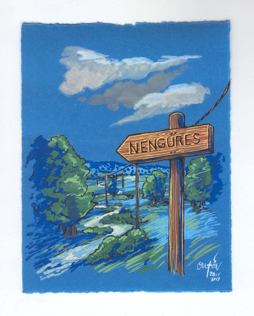 Chegando a un camiño que vai de Algures a Nengures_Fisterras de Nengures_Outon_dibujo_debuxo_debujo_drawing