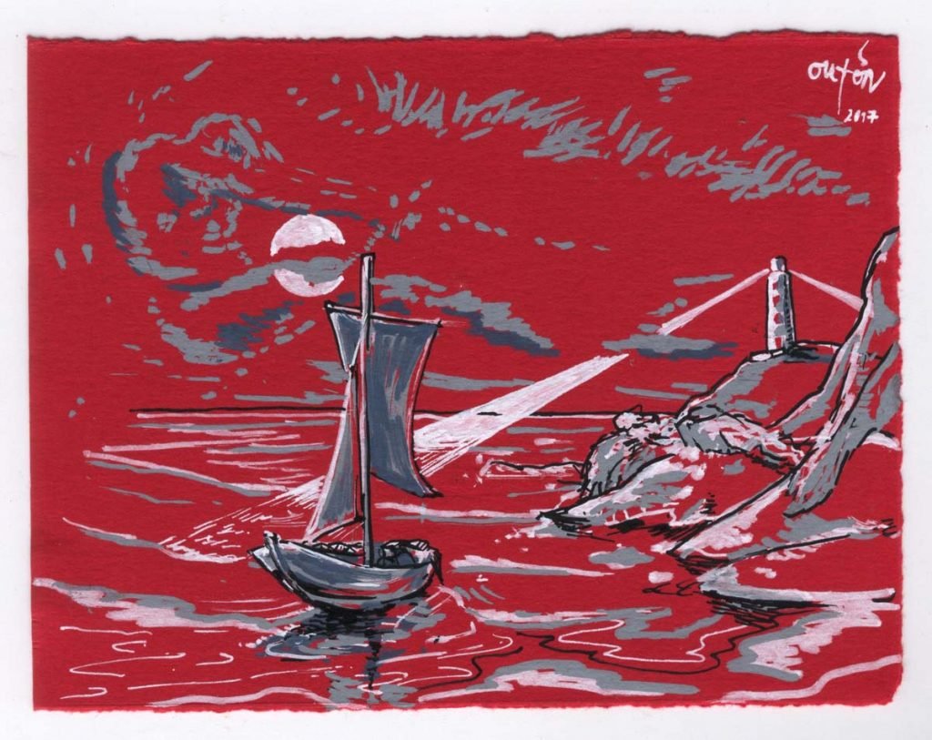 Noite de roxo luar nas furnas do Vogador_Fisterras de Nengures_Outon_dibujo_debuxo_debujo_drawing