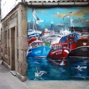 Mural Orzan Pescaderia Barcos finalizado