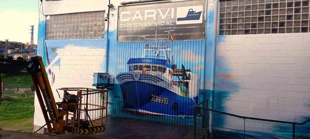 Carvi Coruña_graffiti mural fachada_proceso_Outon