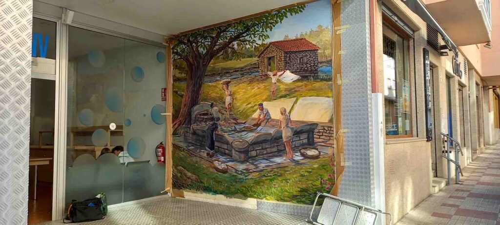 Mural Lavadeiro de Pablo Outón en Laracha