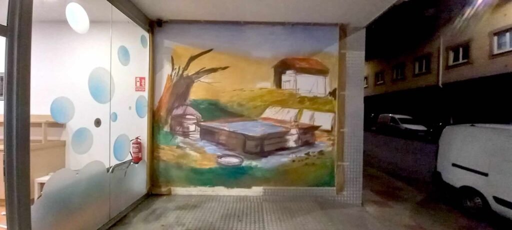 Mural Lavadeiro de Pablo Outón proceso