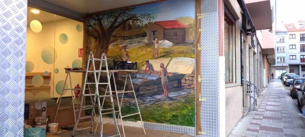 Mural Lavadeiro de Pablo Outón proceso