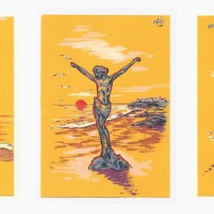 Tríptico de imágenes cristianas.